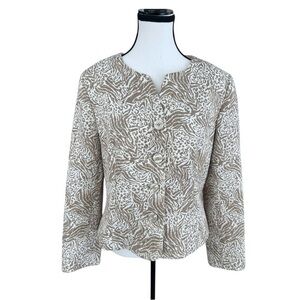 Talbots beige and cream animal print jacket blazer